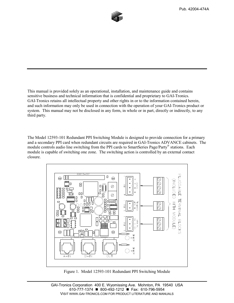 GAI-Tronics 12593-101 Redundant PPI Switching Module User Manual | 6 pages