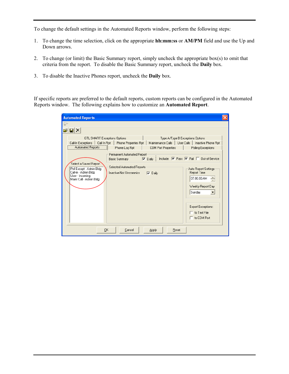 Custom automated reports | GAI-Tronics TMA Version 7.5.0 Telephone Management Application (TMA) User Guide (Ver. 7.5.0 and newer) User Manual | Page 111 / 131