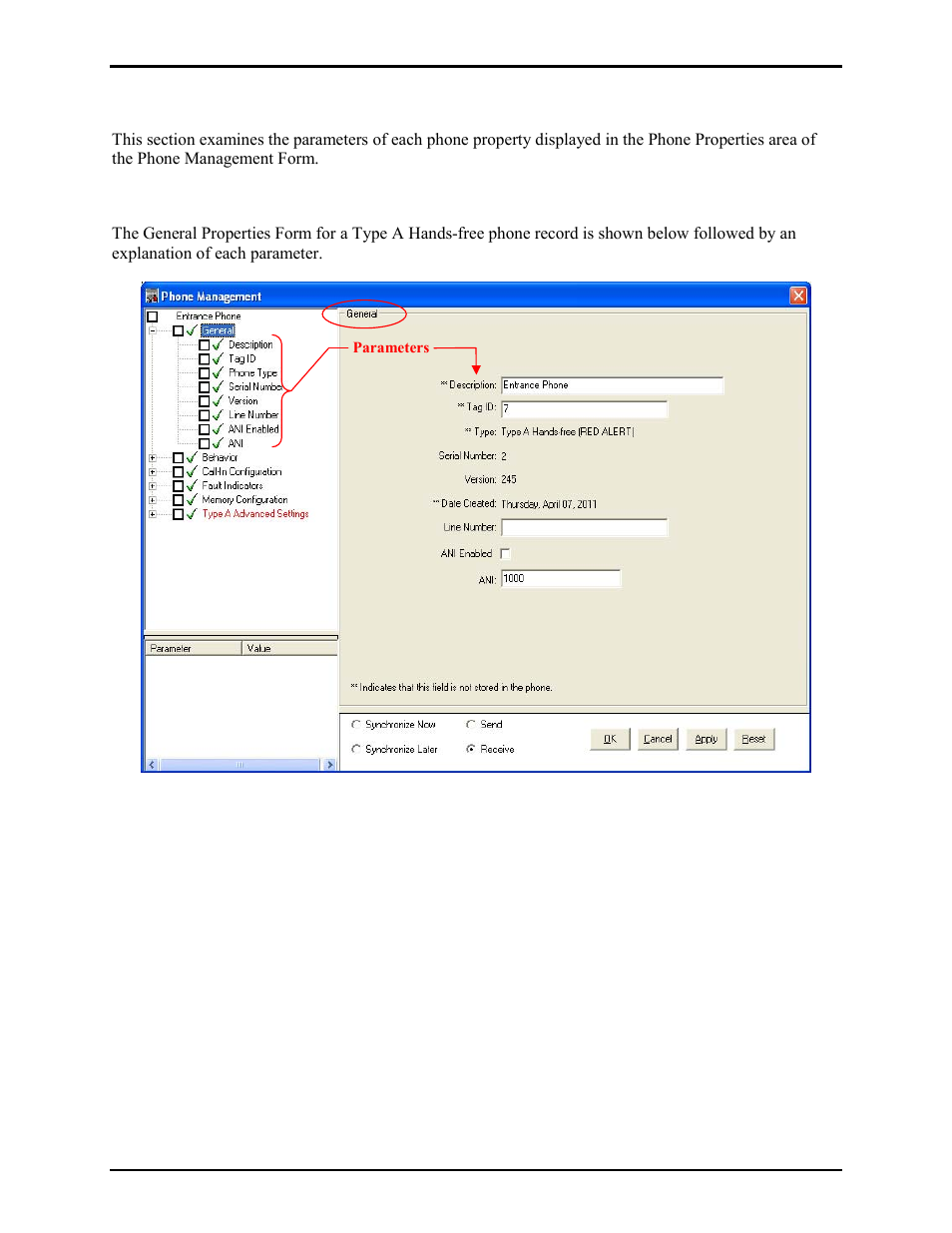 Phone properties area, General | GAI-Tronics TMA Version 7.5.0 Telephone Management Application (TMA) User Guide (Ver. 7.5.0 and newer) User Manual | Page 30 / 131