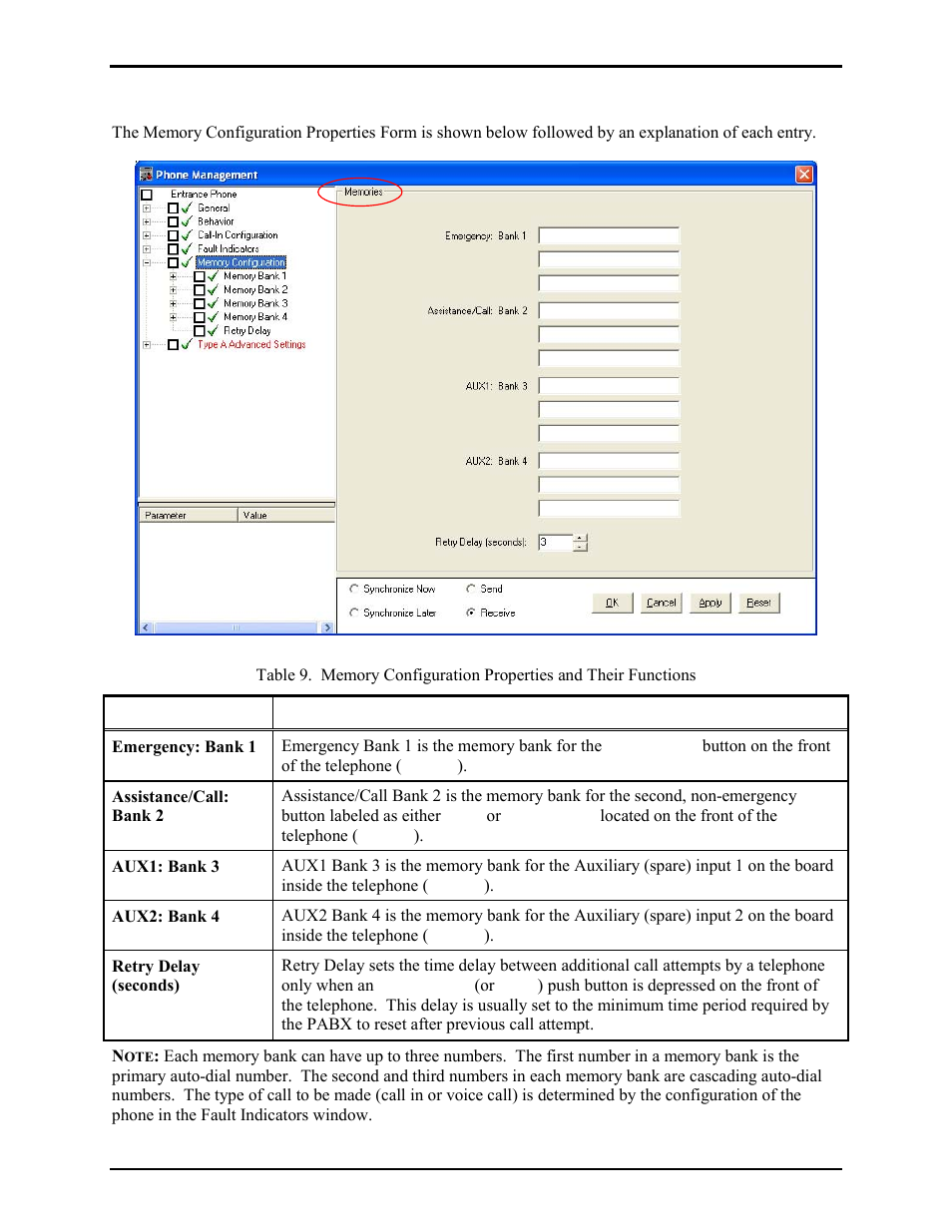 Memory configuration | GAI-Tronics TMA Version 7.5.0 Telephone Management Application (TMA) User Guide (Ver. 7.5.0 and newer) User Manual | Page 41 / 131