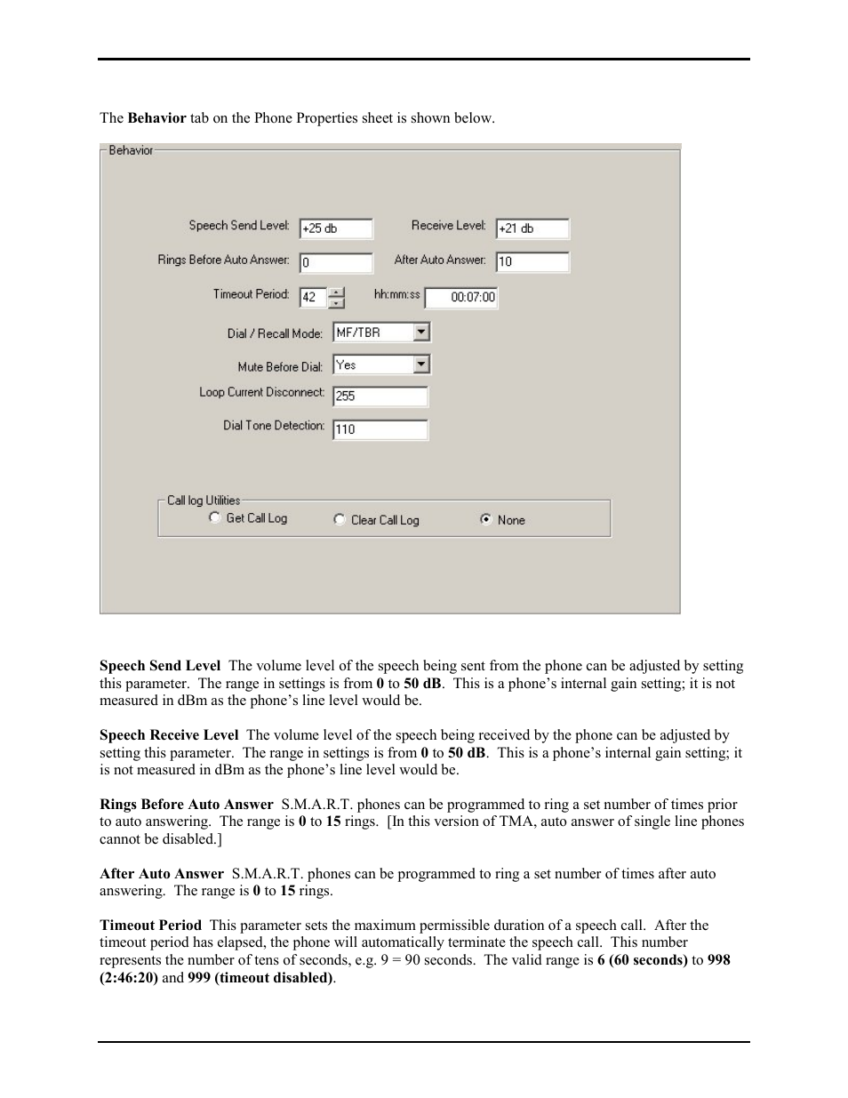 Behavior | GAI-Tronics TMA Version 7.5.0 Telephone Management Application (TMA) User Guide (Ver. 7.5.0 and newer) User Manual | Page 49 / 131