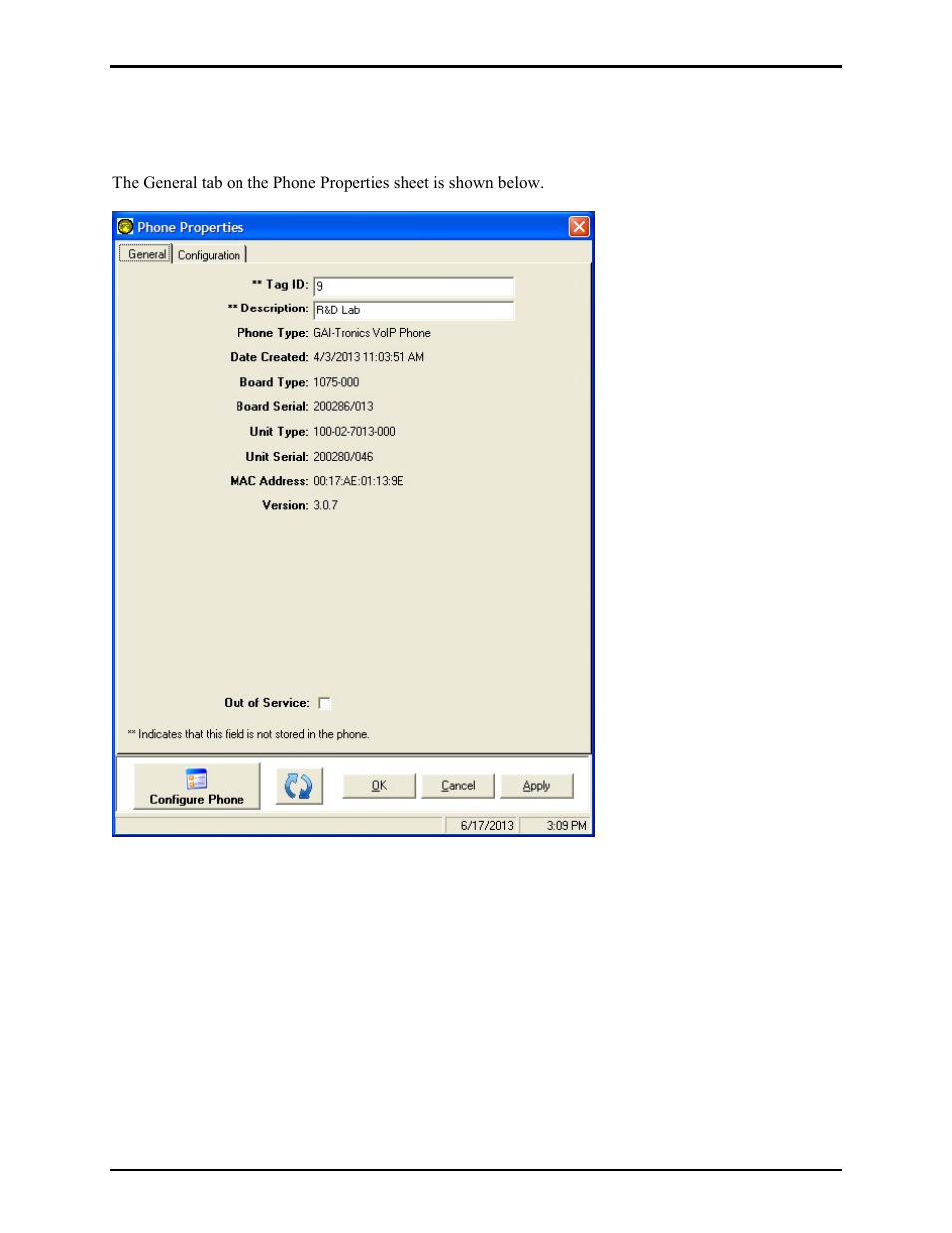Gai-tronics voip phone properties, General | GAI-Tronics TMA Version 7.5.0 Telephone Management Application (TMA) User Guide (Ver. 7.5.0 and newer) User Manual | Page 56 / 131