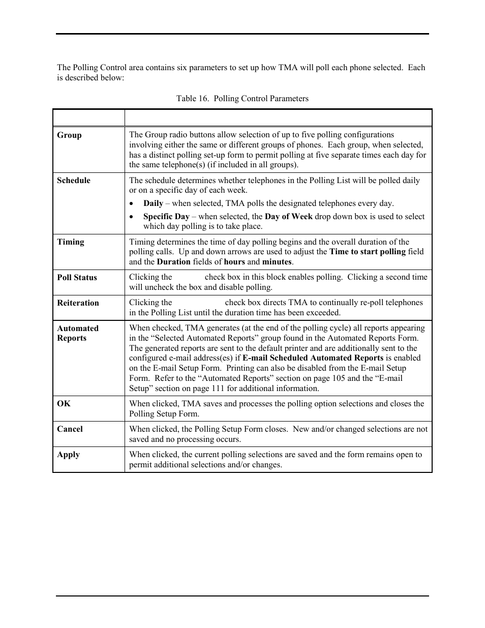Polling control area | GAI-Tronics TMA Version 7.5.0 Telephone Management Application (TMA) User Guide (Ver. 7.5.0 and newer) User Manual | Page 64 / 131