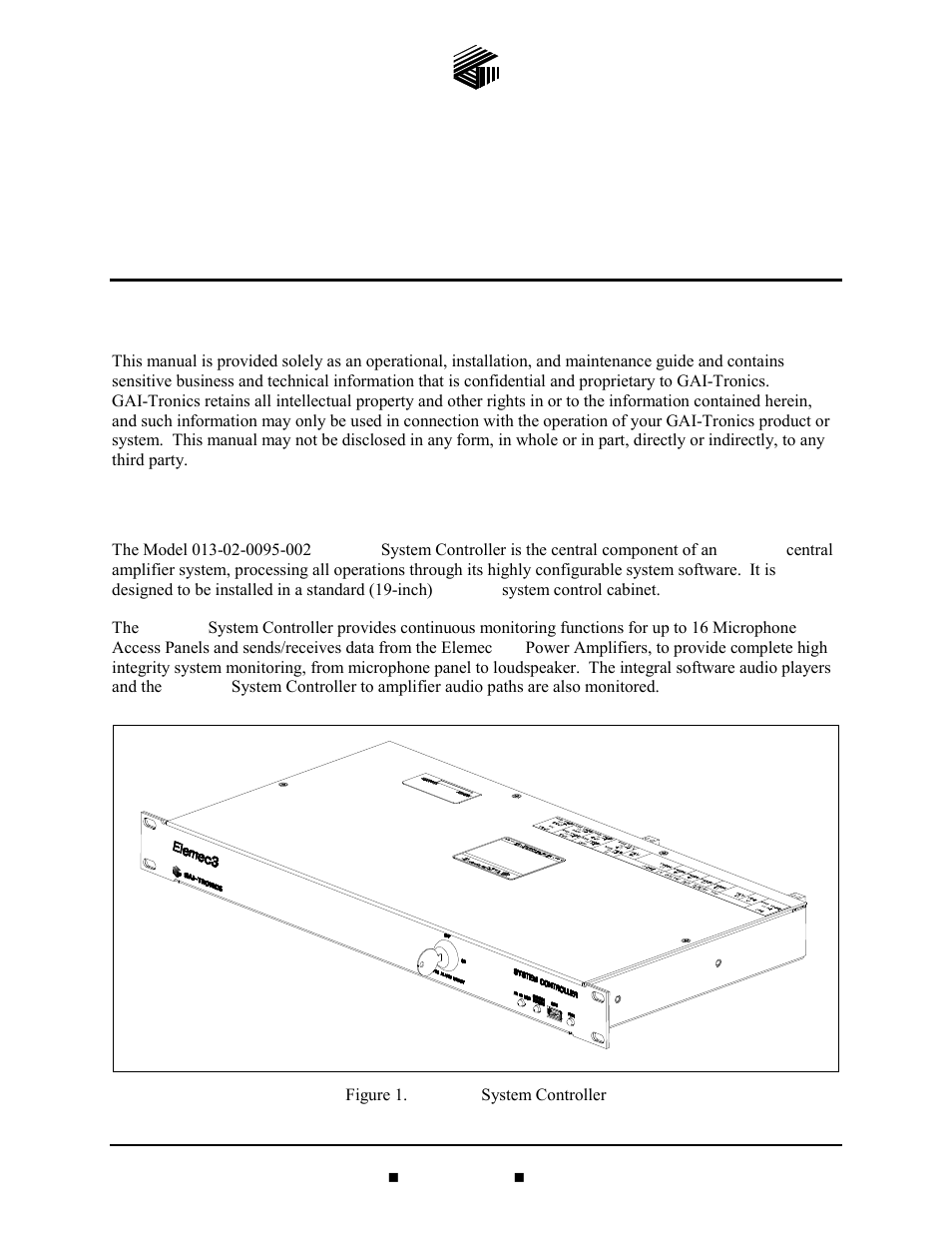 GAI-Tronics 013-020095-002 Elemec3 System Controller User Manual | 11 pages