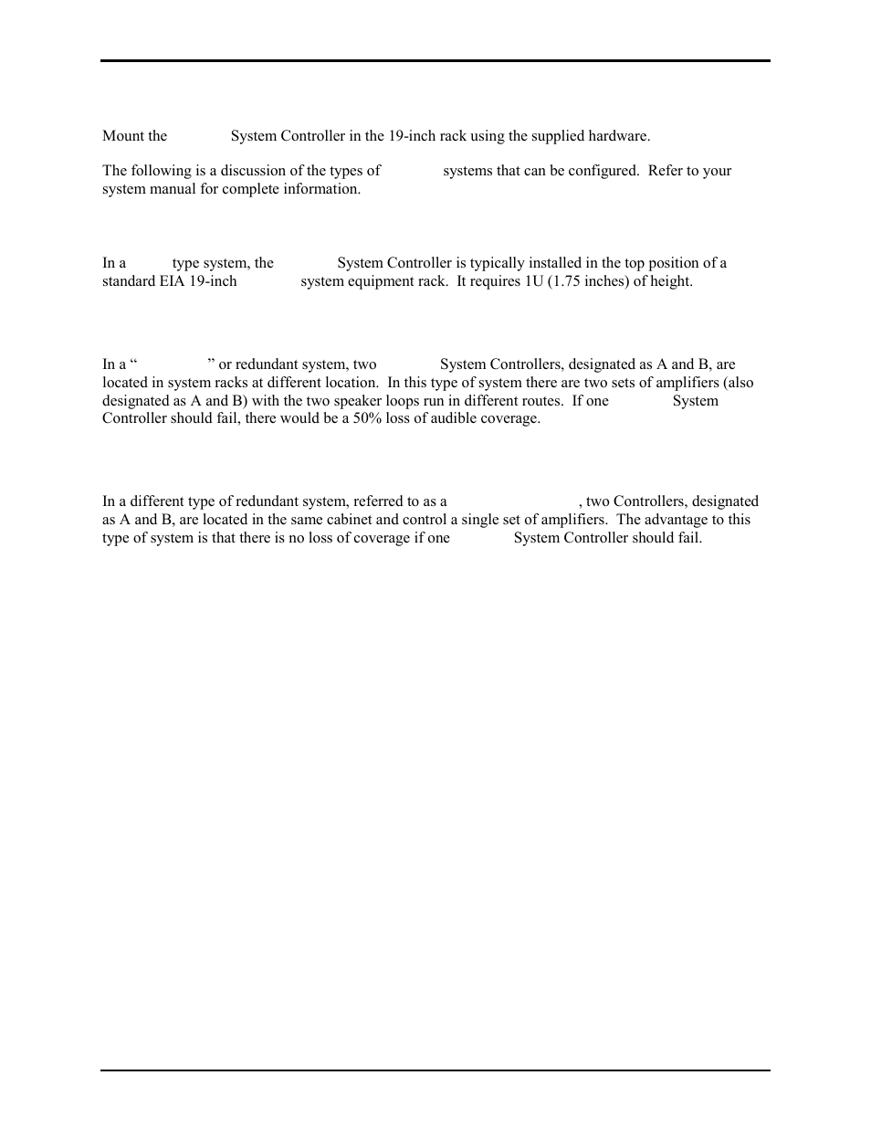 Installation, Single system, Duplicate system | Hot standby (n+1) system | GAI-Tronics 013-020095-002 Elemec3 System Controller User Manual | Page 6 / 11