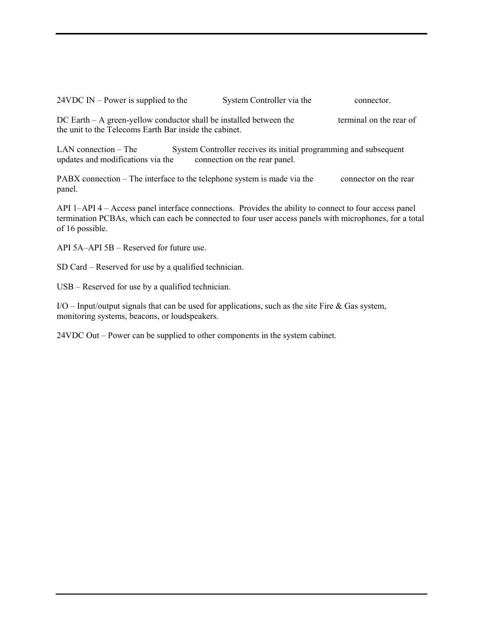 Wiring, Connections | GAI-Tronics 013-020095-002 Elemec3 System Controller User Manual | Page 8 / 11