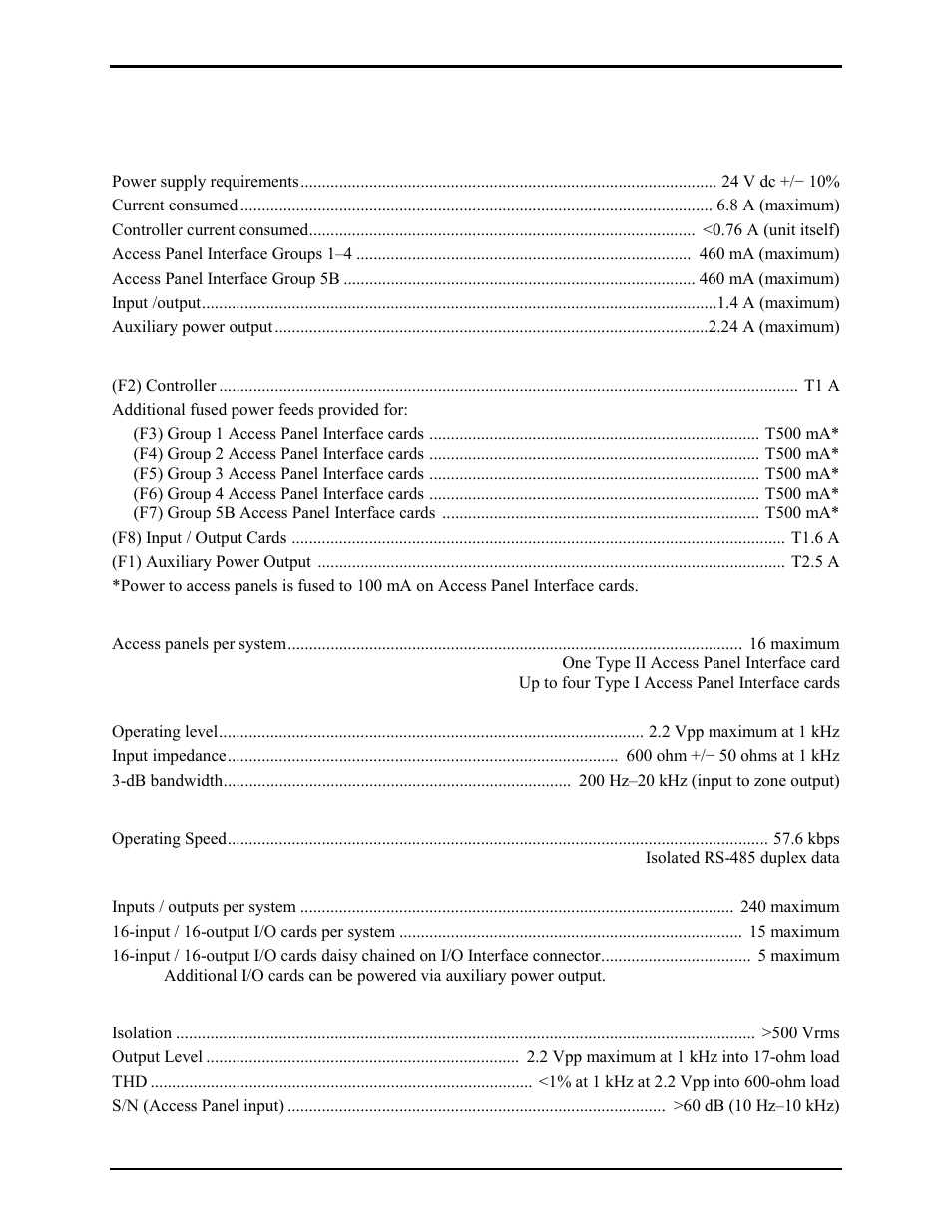 Specifications | GAI-Tronics 013-020095-002 Elemec3 System Controller User Manual | Page 9 / 11