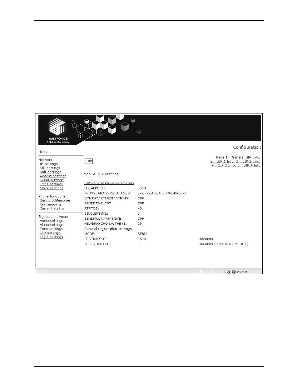 Sip settings page | GAI-Tronics VoIP Basic Programming Guide User Manual | Page 6 / 30