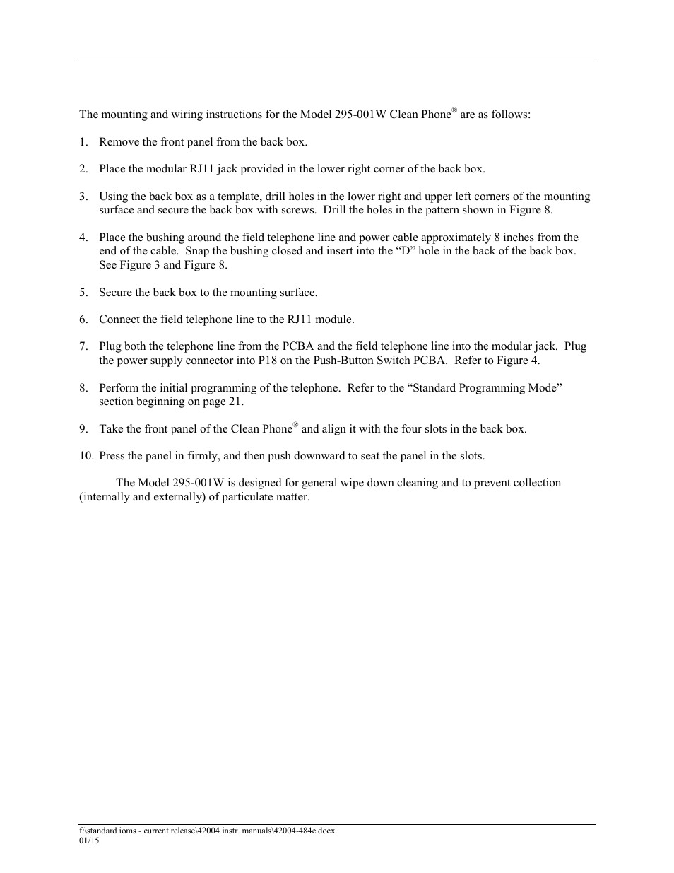 Model 295-001w clean phone | GAI-Tronics 295-001W, 295-001F Analog Clean Phone User Manual | Page 14 / 34