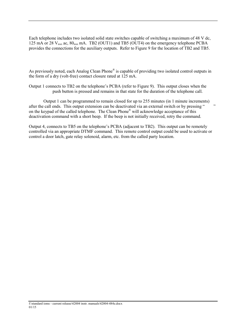 Auxiliary outputs, Auxiliary output control | GAI-Tronics 295-001W, 295-001F Analog Clean Phone User Manual | Page 19 / 34