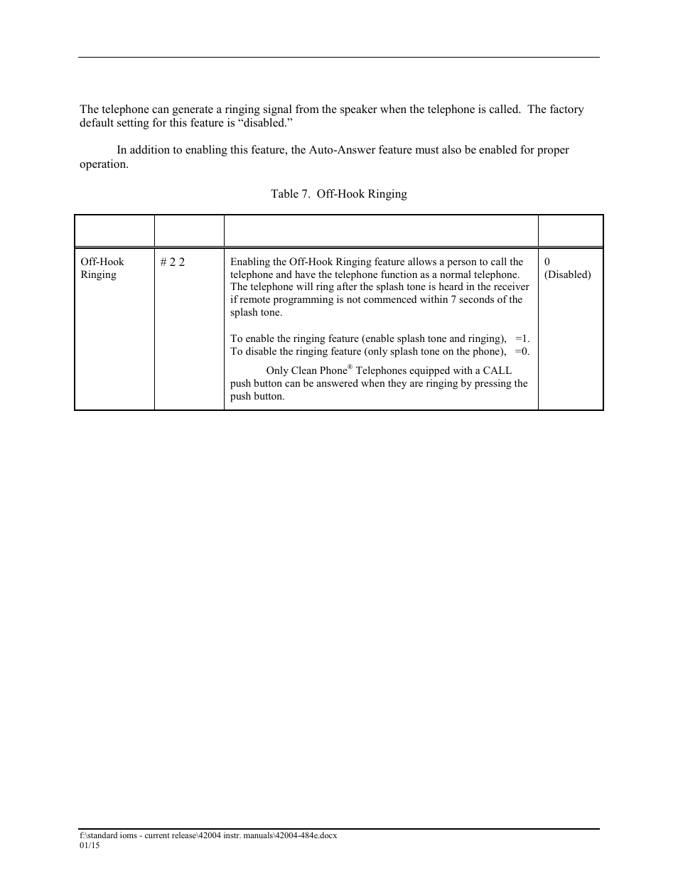 Off-hook ringing | GAI-Tronics 295-001W, 295-001F Analog Clean Phone User Manual | Page 26 / 34