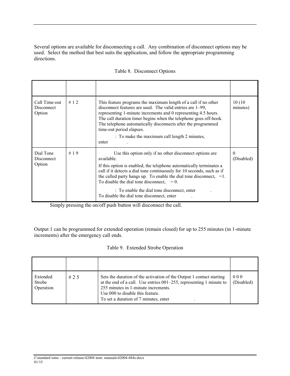 Disconnect options, Extended control output operation | GAI-Tronics 295-001W, 295-001F Analog Clean Phone User Manual | Page 27 / 34