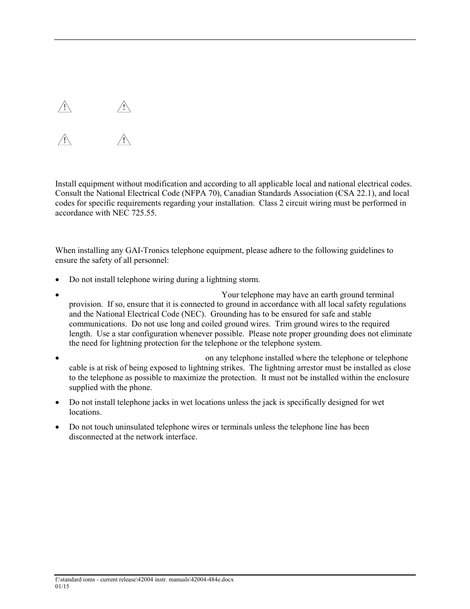 Installation, General information, Safety guidelines | GAI-Tronics 295-001W, 295-001F Analog Clean Phone User Manual | Page 8 / 34