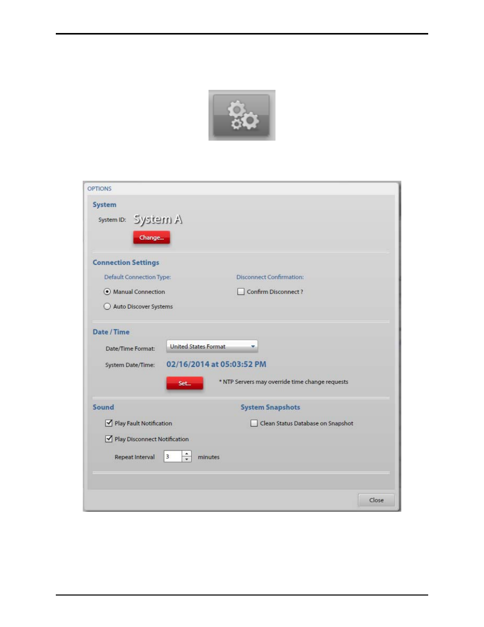 Options button, System | GAI-Tronics Elemec3 Portal User Manual - Version 1.2 User Manual | Page 15 / 37
