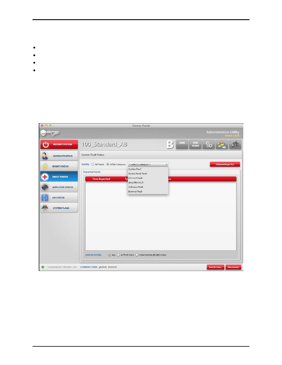 System status led indicator on e3 controller, Scope, Status filter | GAI-Tronics Elemec3 Portal User Manual - Version 1.2 User Manual | Page 31 / 37