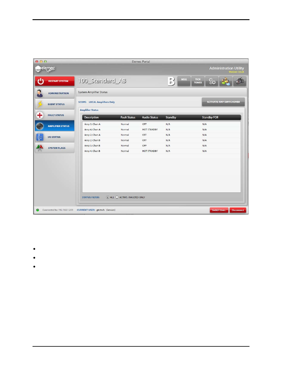 Amplifier status button, Scope | GAI-Tronics Elemec3 Portal User Manual - Version 1.2 User Manual | Page 33 / 37