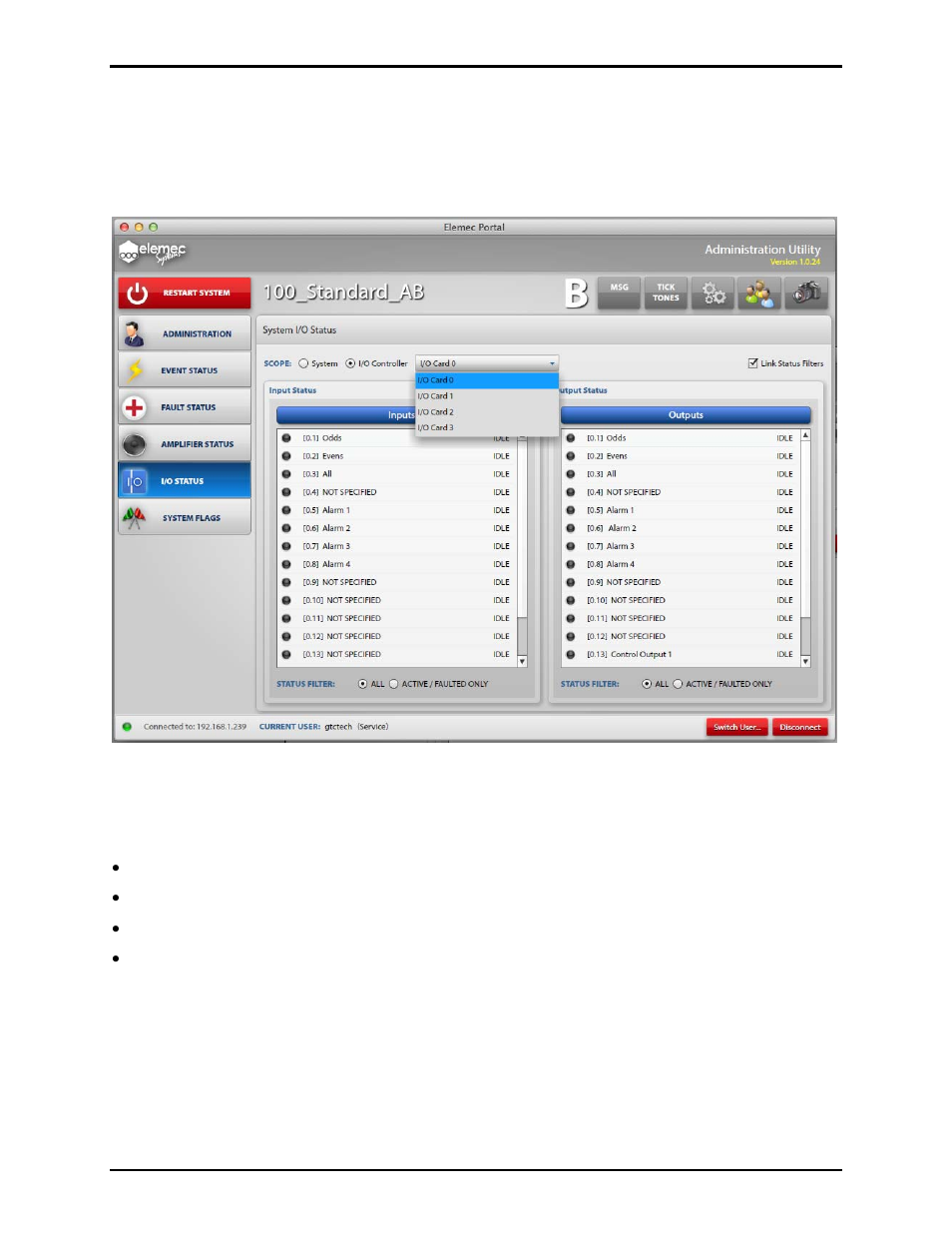 Scope, Input status/output status, Status filter | GAI-Tronics Elemec3 Portal User Manual - Version 1.2 User Manual | Page 36 / 37
