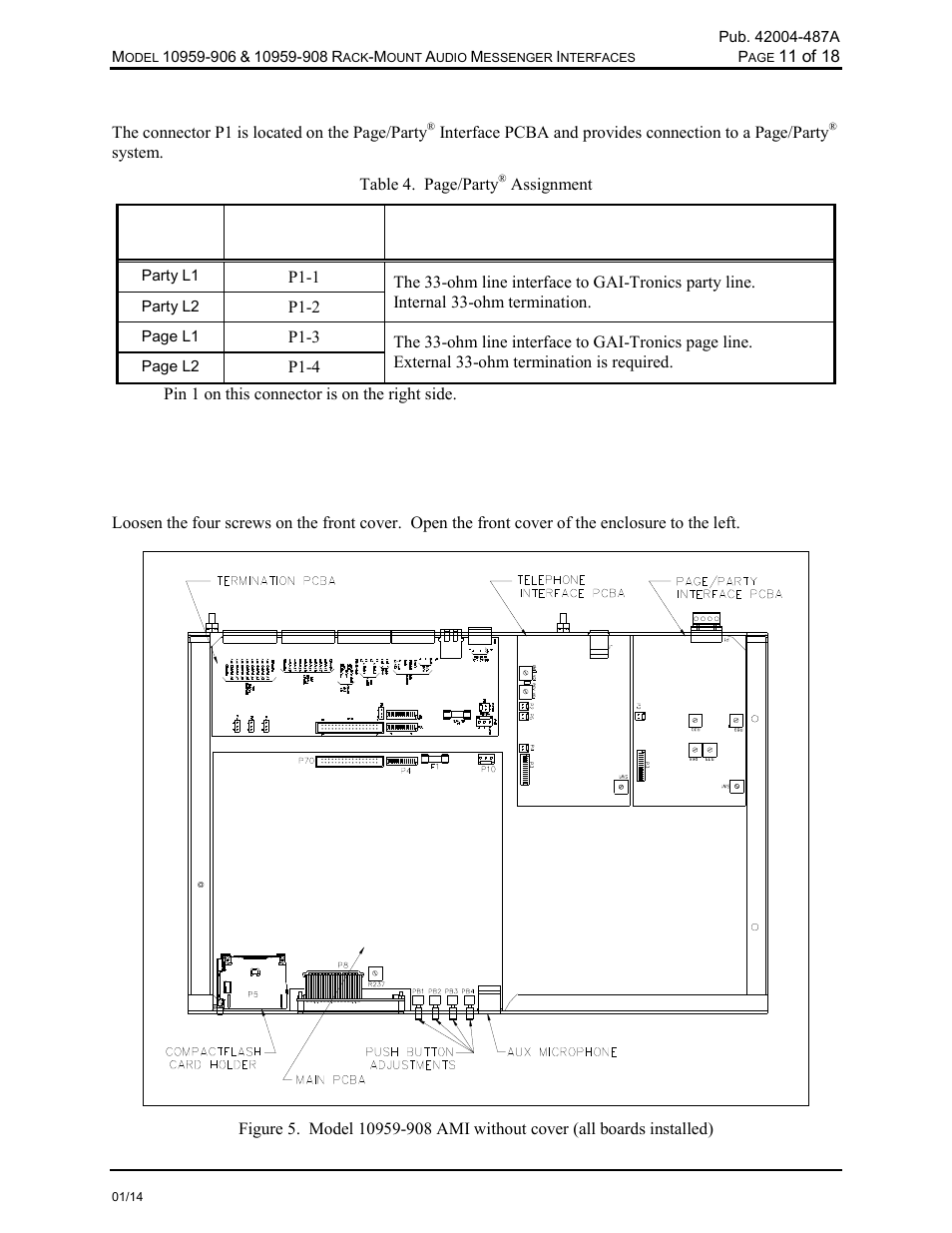 Settings and adjustments, Opening the unit | GAI-Tronics 10959-908 Rack-Mount Audio Messenger Interfaces User Manual | Page 13 / 21