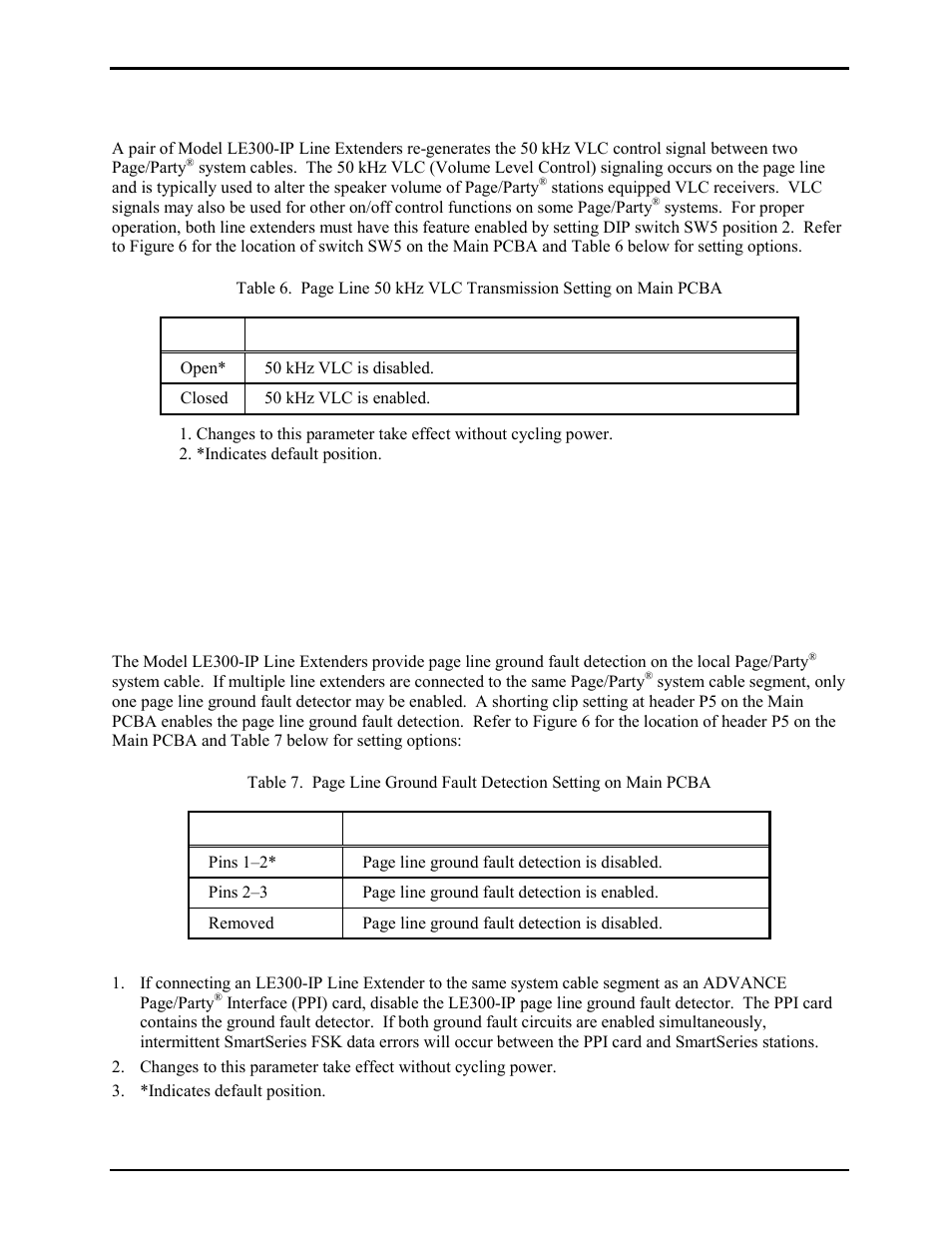 Page line 50 khz vlc transmission, Page line ground fault detection | GAI-Tronics LE300-IP Page/Party Line Extender User Manual | Page 12 / 72