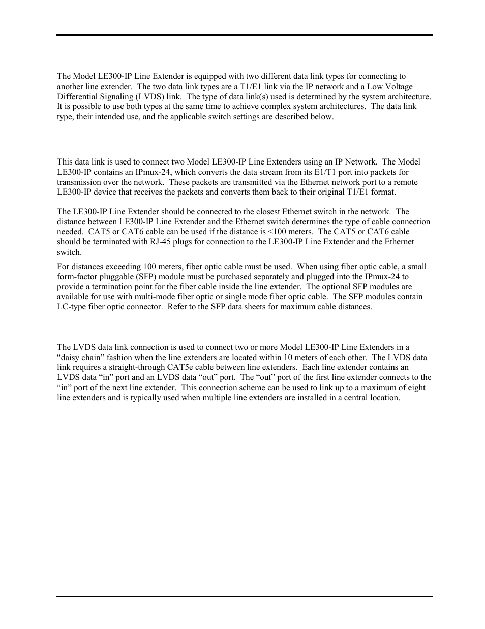 Data links between line extenders, T1/e1 over an ethernet ip network | GAI-Tronics LE300-IP Page/Party Line Extender User Manual | Page 20 / 72