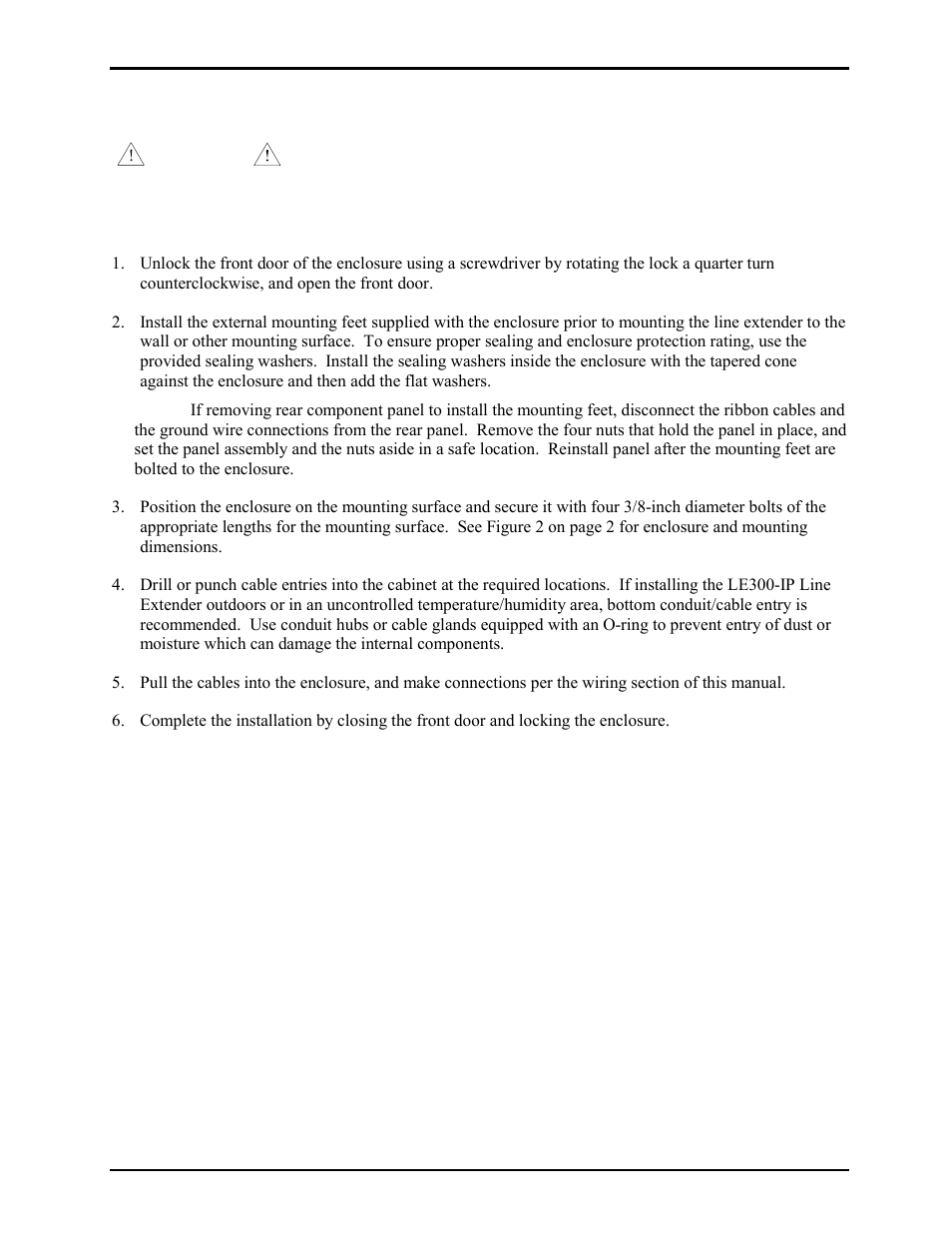 Installation, Mounting | GAI-Tronics LE300-IP Page/Party Line Extender User Manual | Page 30 / 72