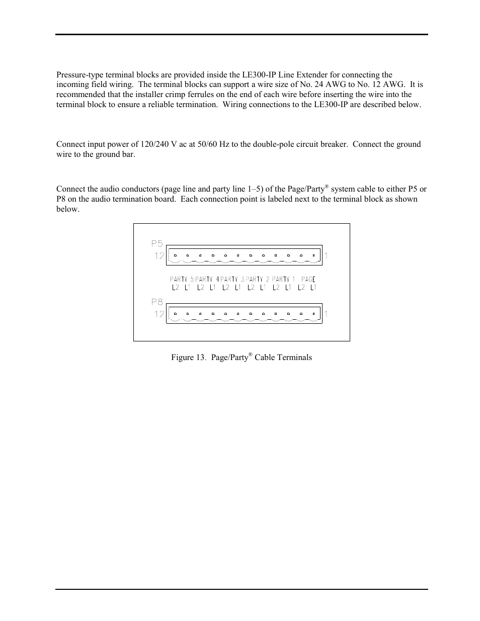 Wiring, Power connections | GAI-Tronics LE300-IP Page/Party Line Extender User Manual | Page 31 / 72
