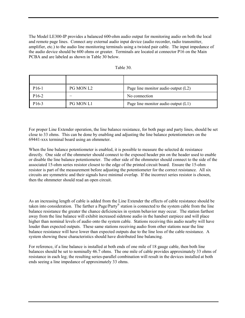 Verifying the proper line balance resistance, Distributing line balance resistance | GAI-Tronics LE300-IP Page/Party Line Extender User Manual | Page 36 / 72