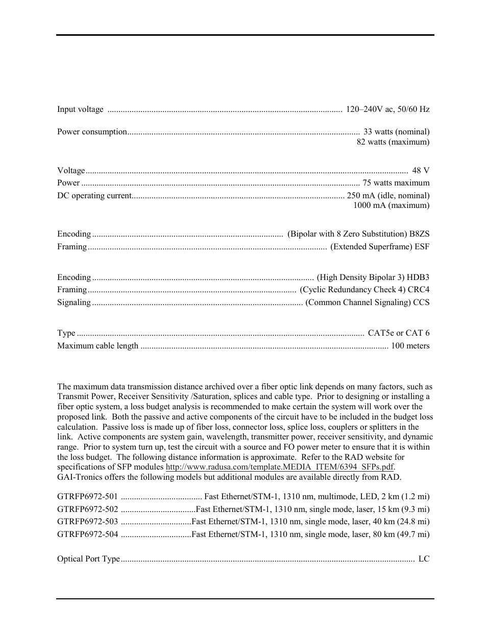Specifications | GAI-Tronics LE300-IP Page/Party Line Extender User Manual | Page 63 / 72