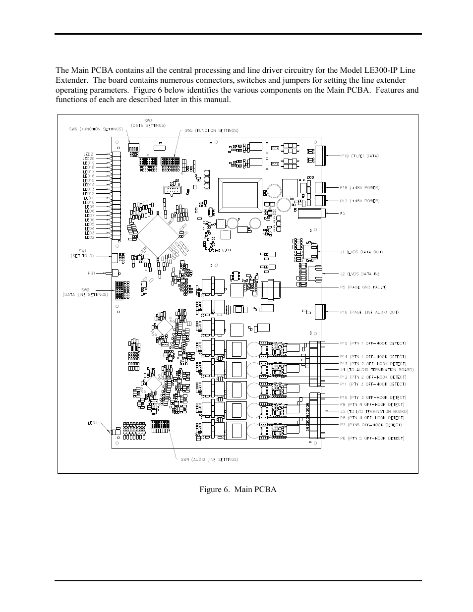 Main pcba | GAI-Tronics LE300-IP Page/Party Line Extender User Manual | Page 8 / 72