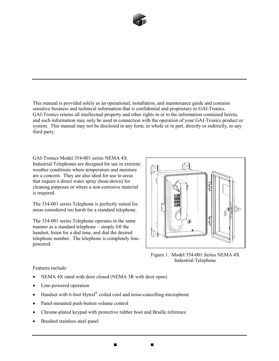 GAI-Tronics 354-001OR NEMA 4X Telephone User Manual | 11 pages