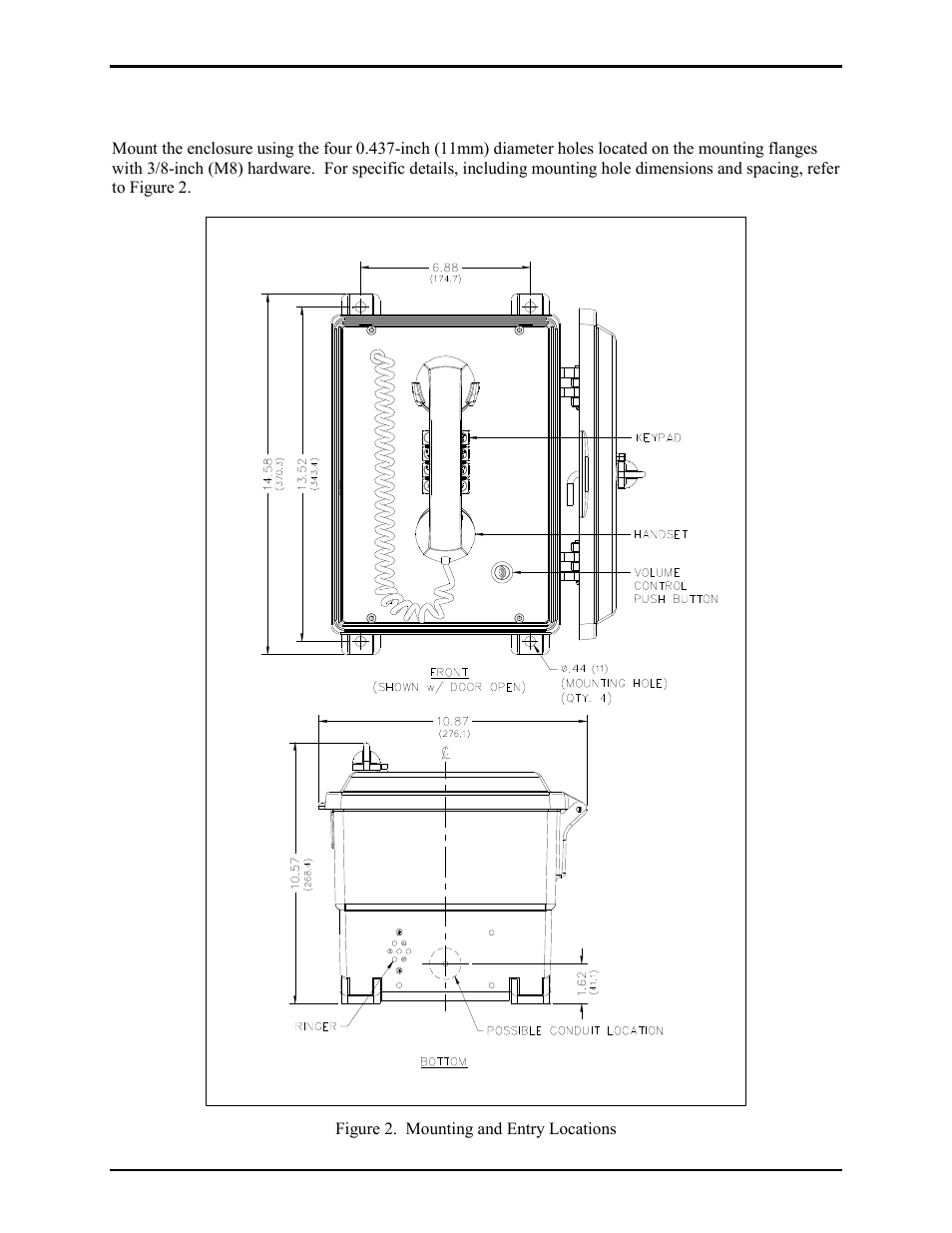 Mounting the enclosure | GAI-Tronics 354-001OR NEMA 4X Telephone User Manual | Page 4 / 11