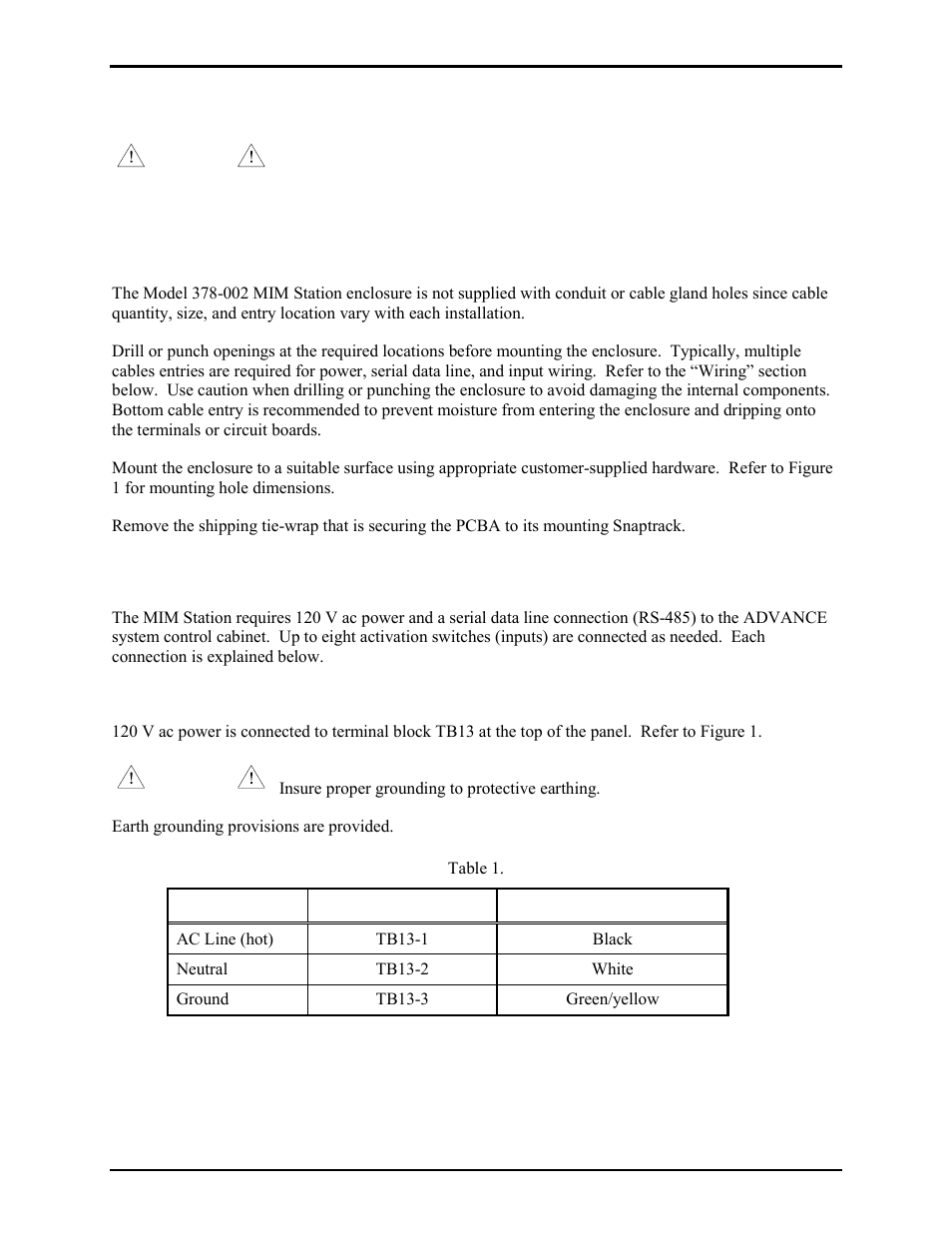 Installation, Mounting, Wiring | Power | GAI-Tronics  378-002  Monitored Input Module (MIM) Station User Manual | Page 3 / 11