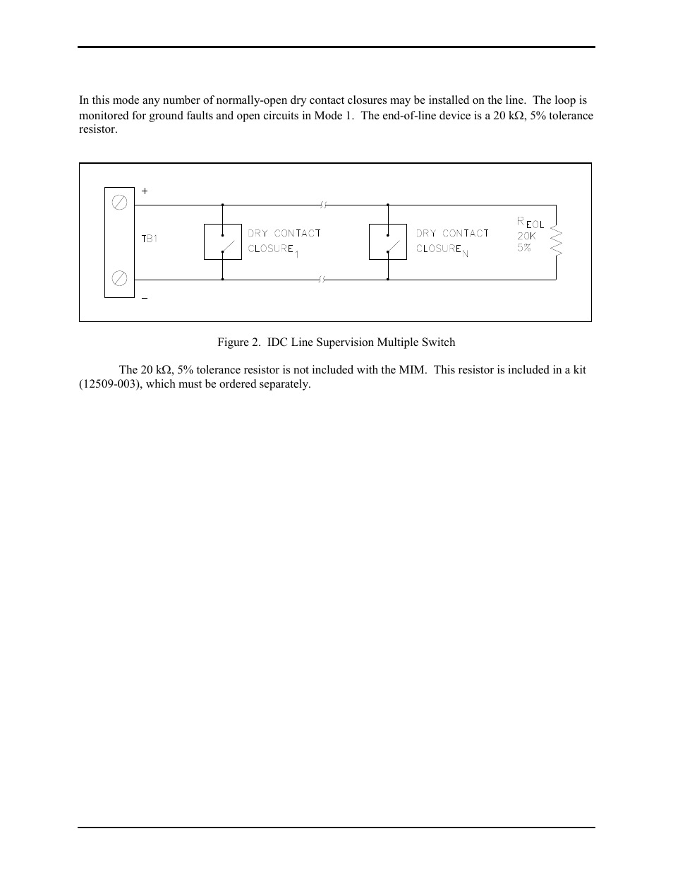 Mode 1: idc line supervision multiple switch | GAI-Tronics  378-002  Monitored Input Module (MIM) Station User Manual | Page 5 / 11