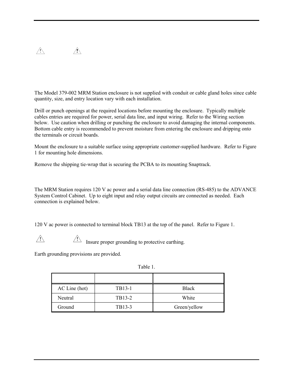 Installation, Mounting, Wiring | Power | GAI-Tronics 379-002 Monitored RElay Module (MRM) Stations User Manual | Page 3 / 14