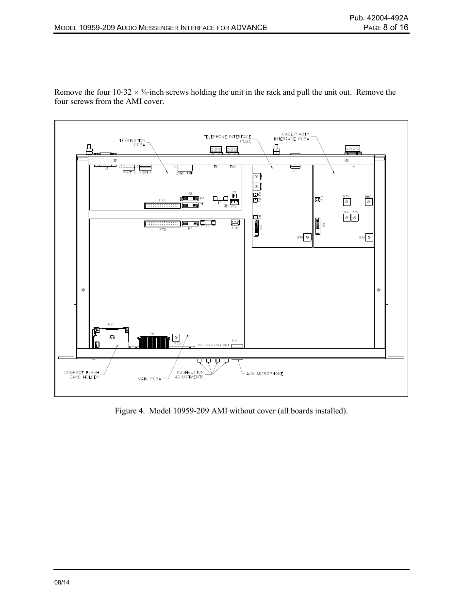 Settings and adjustments, Opening the unit | GAI-Tronics 10959-209 Audio Messenger Interface for ADVANCE User Manual | Page 10 / 19