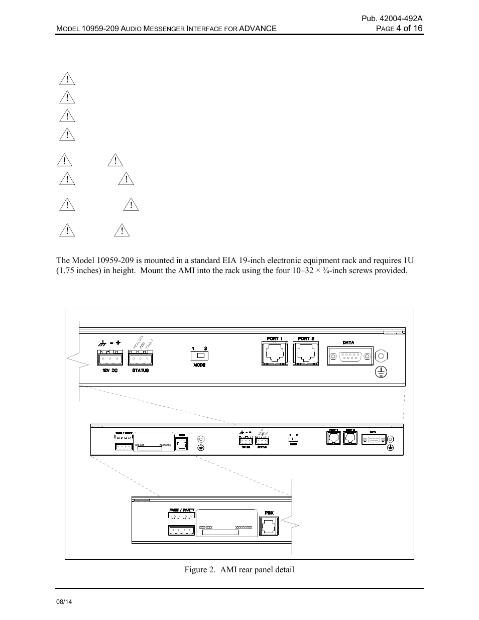 Installation, Wiring | GAI-Tronics 10959-209 Audio Messenger Interface for ADVANCE User Manual | Page 6 / 19