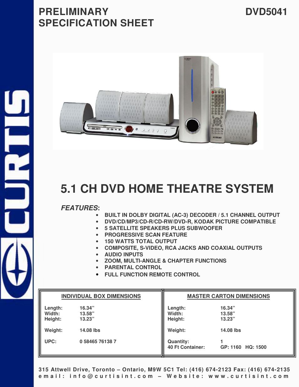 Curtis dvd5041 User Manual | 1 page