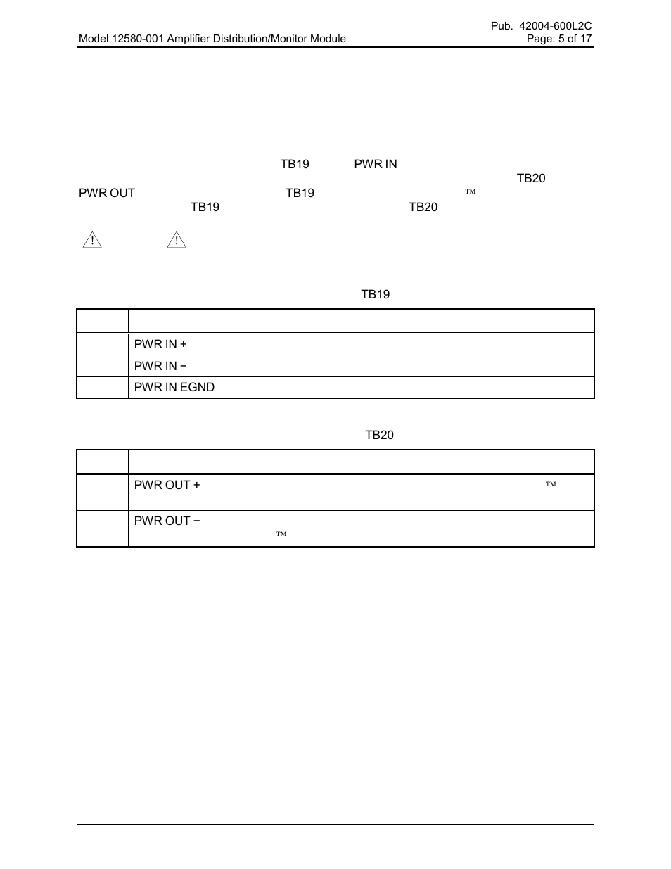 Interfaces, Power, Azi interface | GAI-Tronics 12580-001 Audio Distribution Module User Manual | Page 5 / 18
