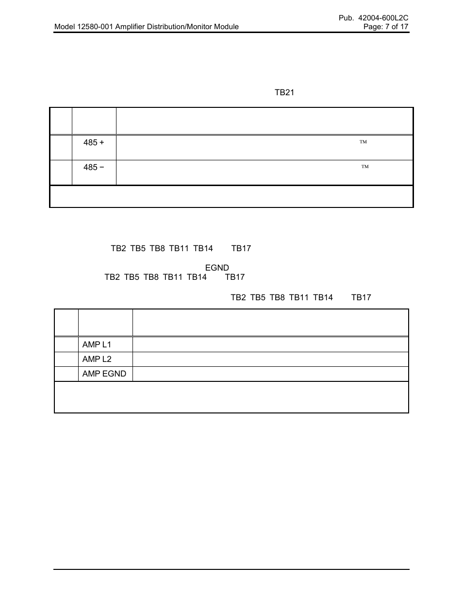 Data communication line, Central amplifier audio distribution | GAI-Tronics 12580-001 Audio Distribution Module User Manual | Page 7 / 18