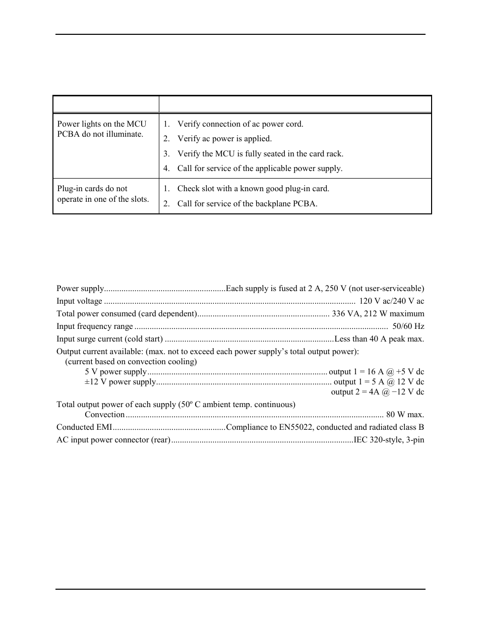 Maintenance, Troubleshooting, Specifications | GAI-Tronics 10457-010 Card Rack Assembly User Manual | Page 4 / 6