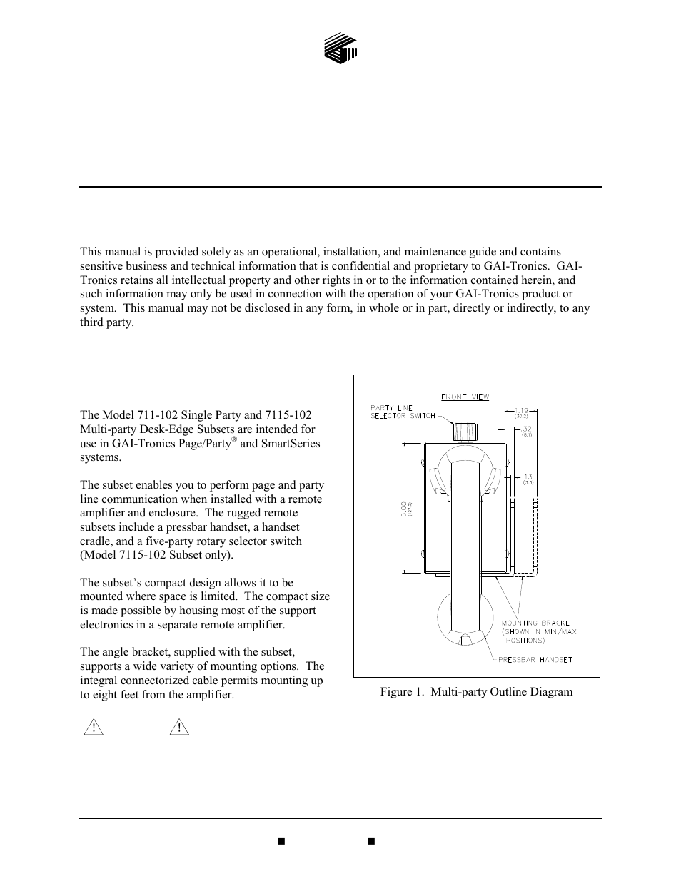 GAI-Tronics 7115-102 SmartSeries Desk-Edge Single and Multi-Party Subsets User Manual | 10 pages