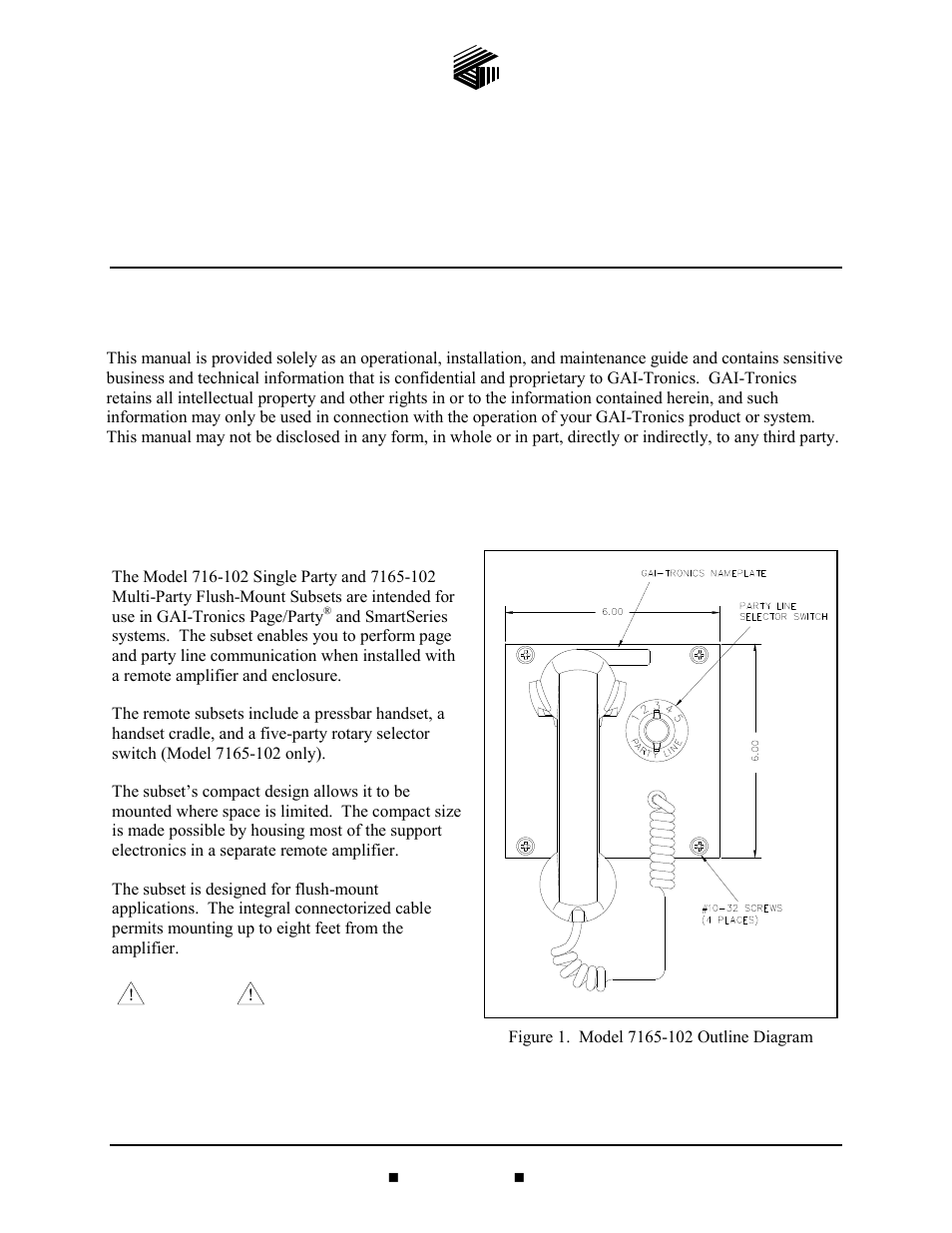 GAI-Tronics 7165-102 SmartSeries Flush-Mount Single and 5-Party Subsets User Manual | 11 pages