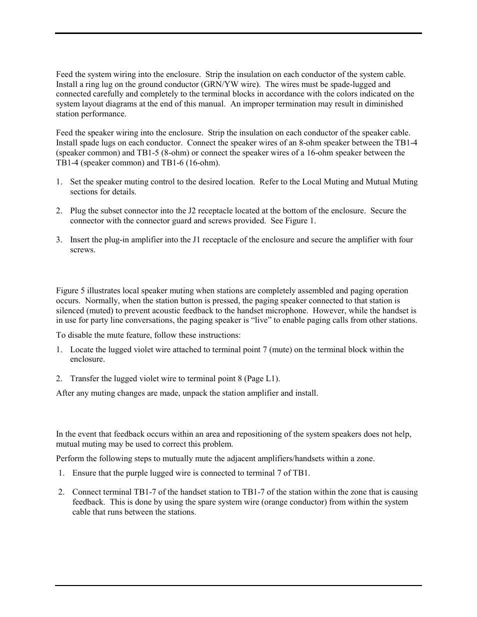 Wiring, Local muting, Mutual muting | GAI-Tronics 7245-004 SmartSeries Indoor Remote Subset Amplifier Enclosure User Manual | Page 7 / 13