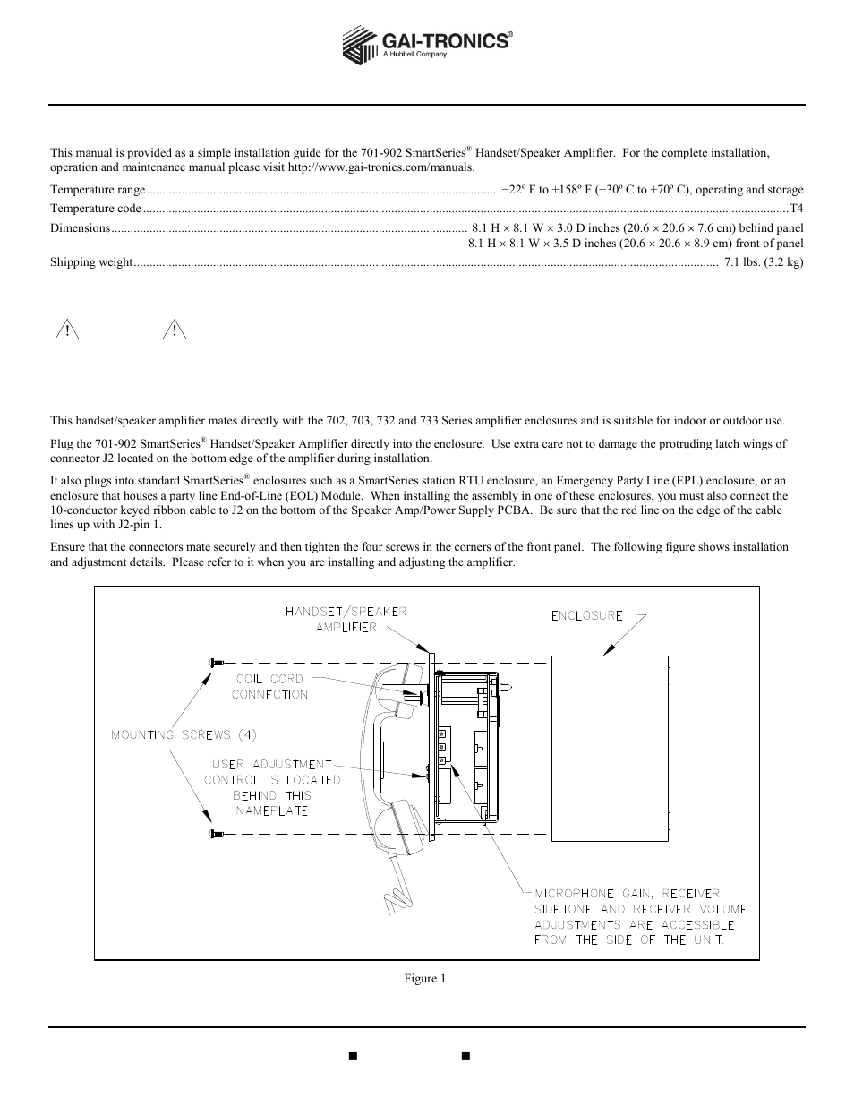 GAI-Tronics 701-901 SmartSeries Handset / Speaker Amplifier User Manual | 2 pages