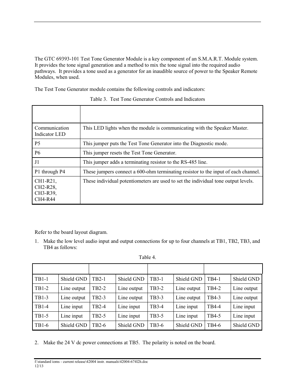 Test tone generator module, Description, Set-up | GAI-Tronics 12389-001 NOVA PA/GA Systems S.M.A.R.T. Modules User Manual | Page 13 / 27