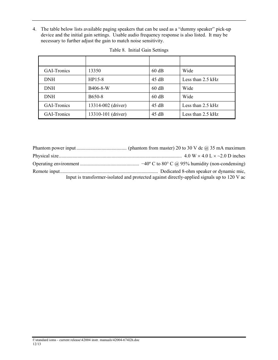 Alc remote module specifications | GAI-Tronics 12389-001 NOVA PA/GA Systems S.M.A.R.T. Modules User Manual | Page 22 / 27