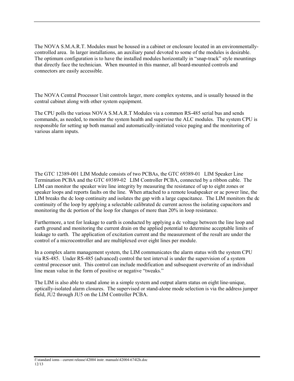 Central processor unit, Line integrity module (lim), Description | GAI-Tronics 12389-001 NOVA PA/GA Systems S.M.A.R.T. Modules User Manual | Page 6 / 27