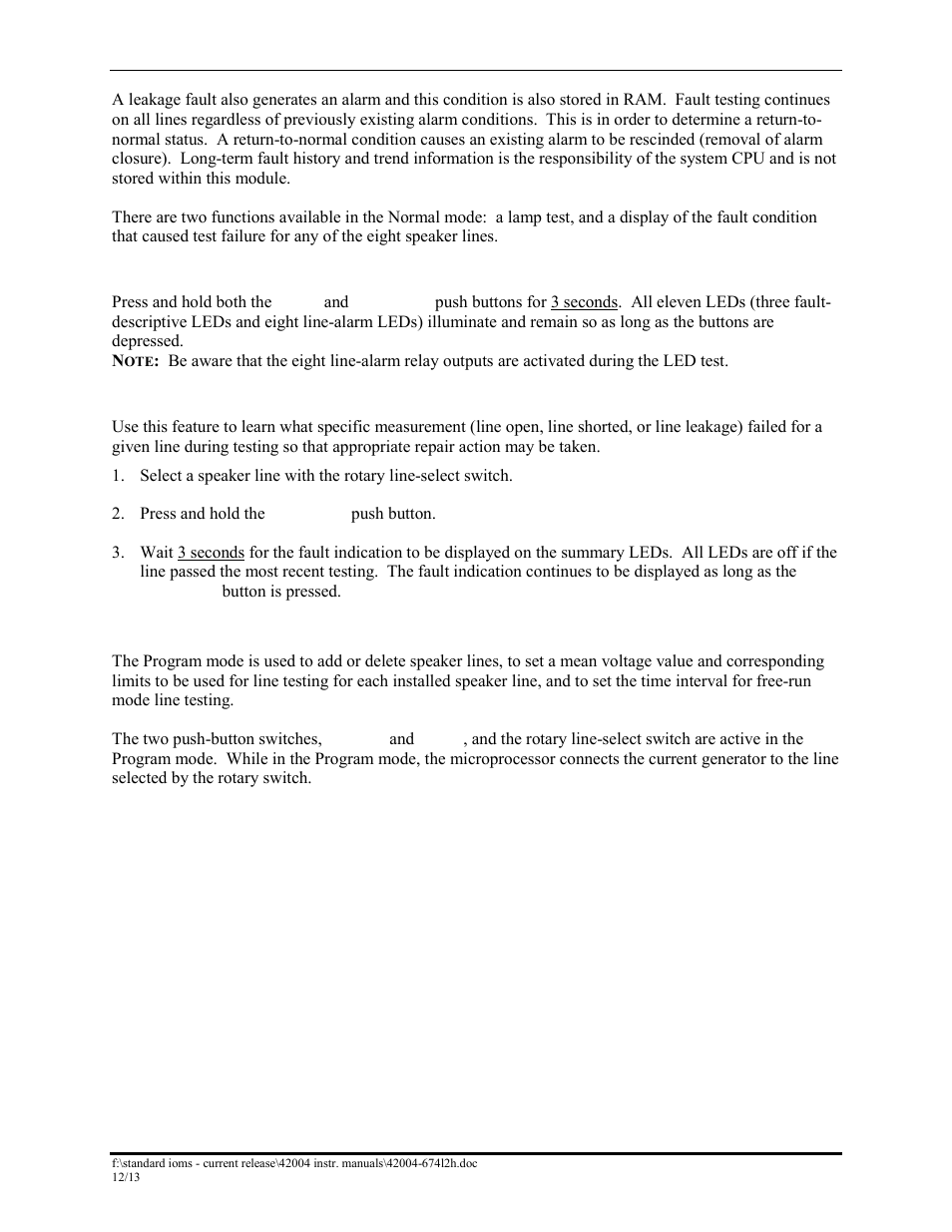 Lamp test, Fault condition display, Program mode | GAI-Tronics 12389-001 NOVA PA/GA Systems S.M.A.R.T. Modules User Manual | Page 9 / 27