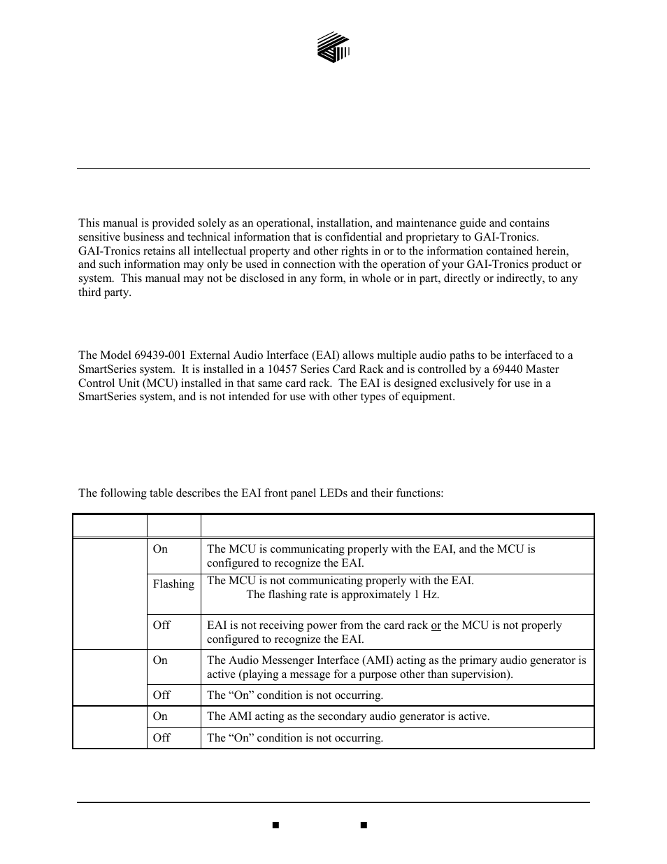 GAI-Tronics 69439-001 External Audio Interface (EAI) User Manual | 10 pages