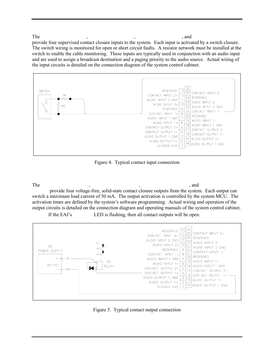 Contact inputs, Contact outputs | GAI-Tronics 69439-001 External Audio Interface (EAI) User Manual | Page 4 / 10